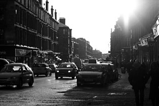 Photo: Byres Road evening light.