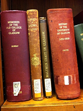 Photo: Books about Glasgow University.