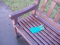 Photo: Lost glove on park bench.