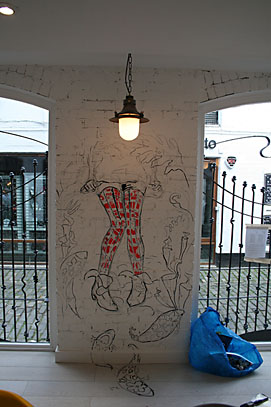 Photo: Artwork on the walls of Zizzi restaurant.