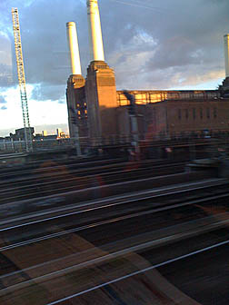 Battersea Power Station On the train to London. Photo: Battersea Power Station On the train to London.