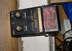 Old overdrive pedal. Photo: Old overdrive pedal.