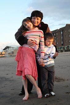 Pat, Ryan and Nicola at beach. Photo: Pat, Ryan and Nicola at Portobello beach.