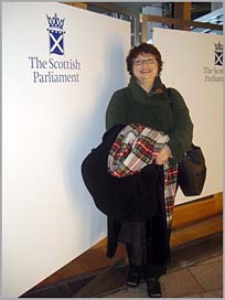 Photo: Pat in the Scottish Parliament Building.