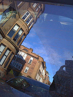 Glasgow West End reflections. Photo: Glasgow West End reflections.