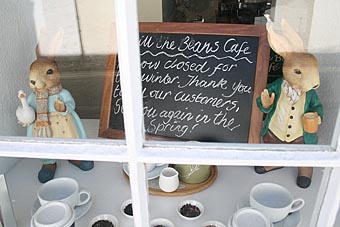 Spill the beans cafe window. Photo: Spill the beans cafe window.