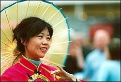 Photo: Umbrella dancer.