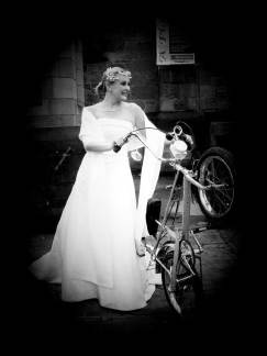 Photo: wedding dress and chopper.