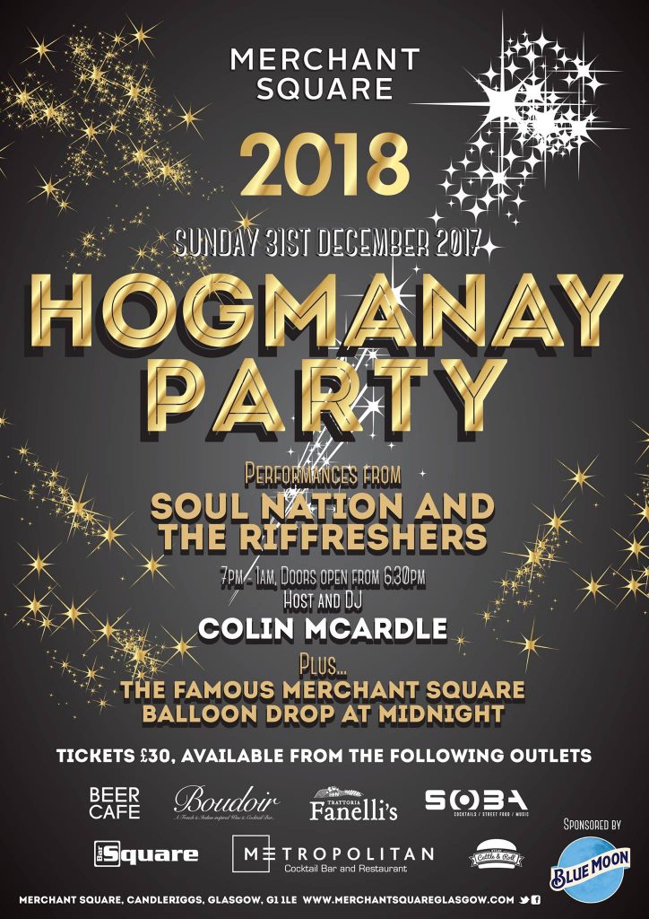 Merchant Square, Hogmanay Party Glasgow 2017 Glasgow West End