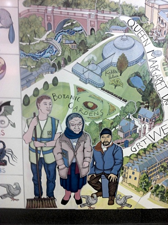 Photo: Alasdair Gray Mural Hillhead Tube Station.