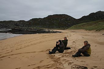 Photo: Colonsay beach with Davy, Issi and Jim.