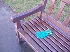 Photo: Lost glove on park bench.