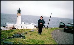 Photo: Pat at windy lighthouse.