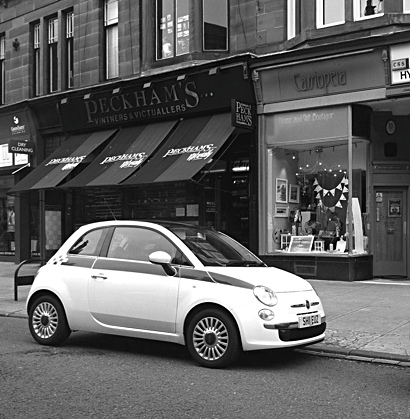 Peckams and car Highburgh Road, Glasgow West End. Photo: Peckams and car Highburgh Road, Glasgow West End.