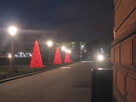 Photo: Kelvingrove Art Gallery red Christmas trees.
