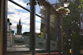 Photo: Tennants Bar and Glasgow University Tower.
