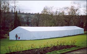Photo: A large tent in the Botanics.