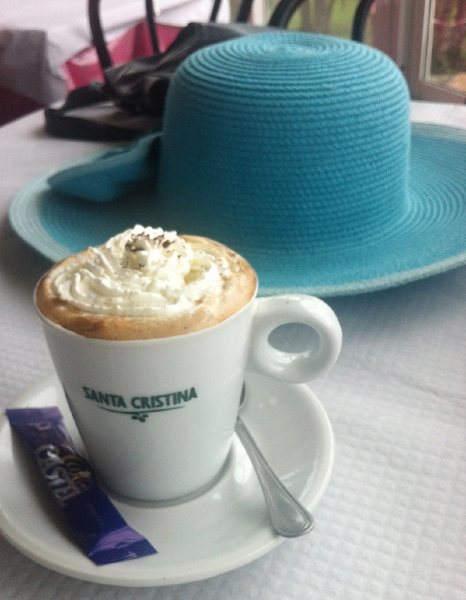 Coffee and blue hat