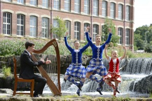 Highland Fling beside waterfall_small