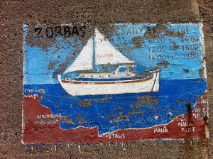Crete map hand drawn on wall