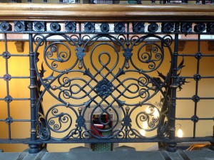 Inside Glasgow University; iron work