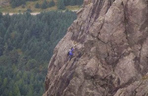 Neil High On New West Climb. Pillar Rock.