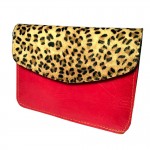 red and leopard skin purse