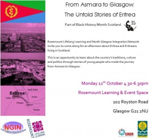 Rosemount Lifelong Learning – From Asmara to Glasgow- Untold Memories of Eritrea