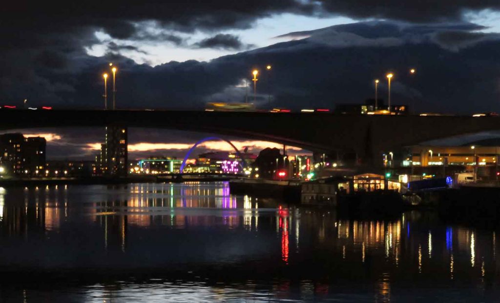 Kingston Bridge at Dusk. Glasgow