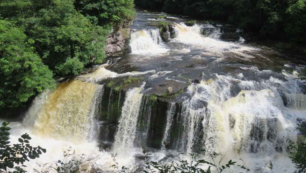 Waterfalls above New Lanark. River Clyde