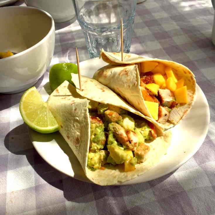 healthy chicken guacomole wrap
