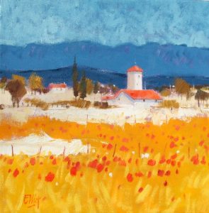 blue yellow landscape