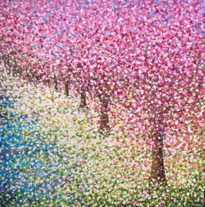 row pink blossom