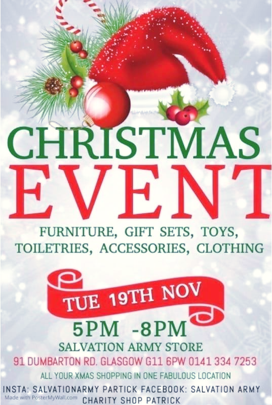 christmas event charity shop salvation ary