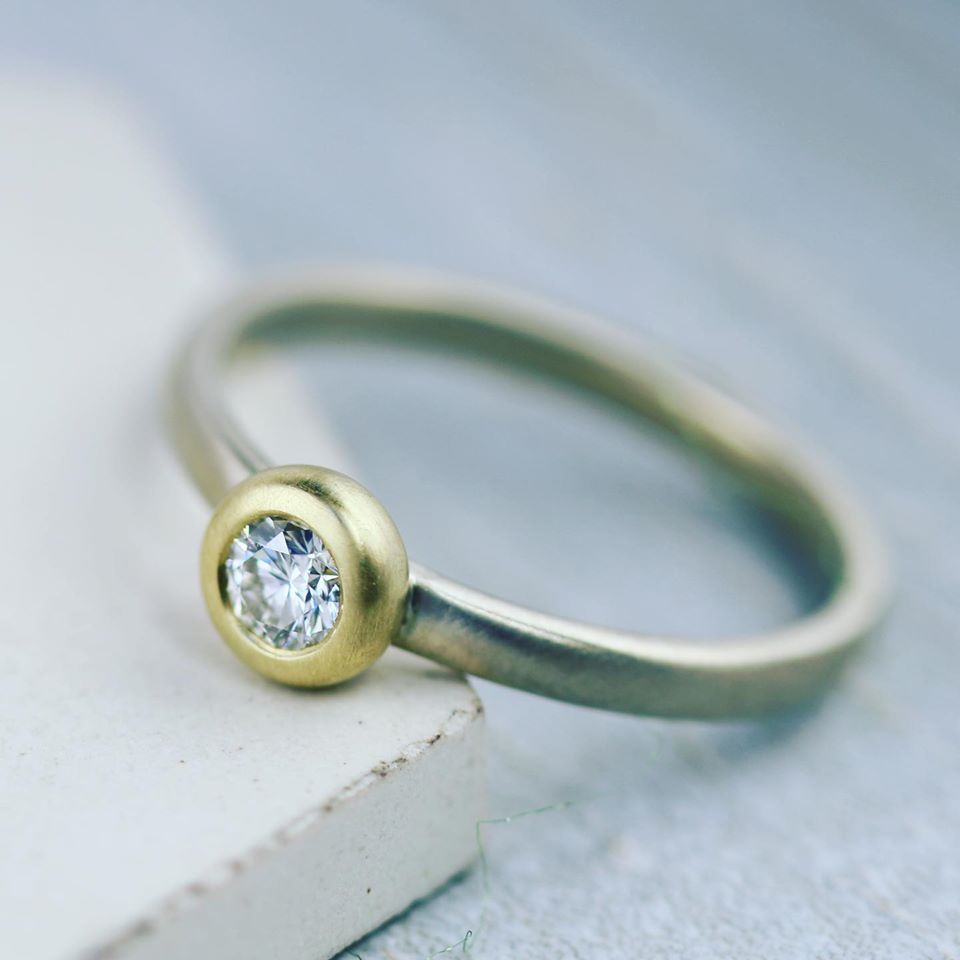 rose gold white diamond ring