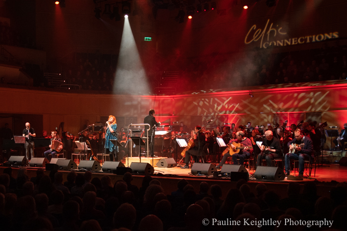 Glasgow, Scotland. 25th January 2020. Celtic Connections festival 2020. Eddi Reader, Scottish singer, performed at the Auld Lang Syne concert for Robert Burns night, at the Glasgow concert hall, along with the Scottish Chamber orchestra and part of Celtic Connections 2020. Photo Pauline Keightley/ Alamy News.