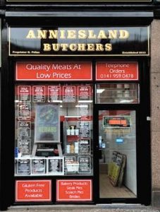 anniesland butchers shop front