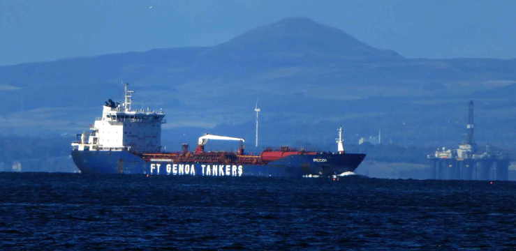 Ship and Oil Rig. Firth of Forth