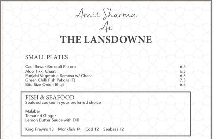 amit sharma lansdowne menu