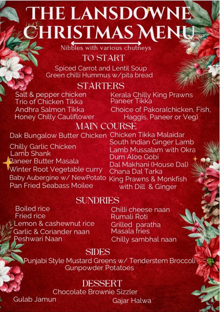 menu lansdowne xmas