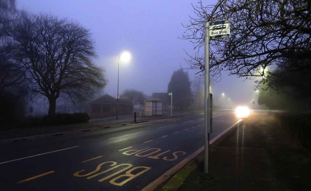 Bus stop in the twilight zone