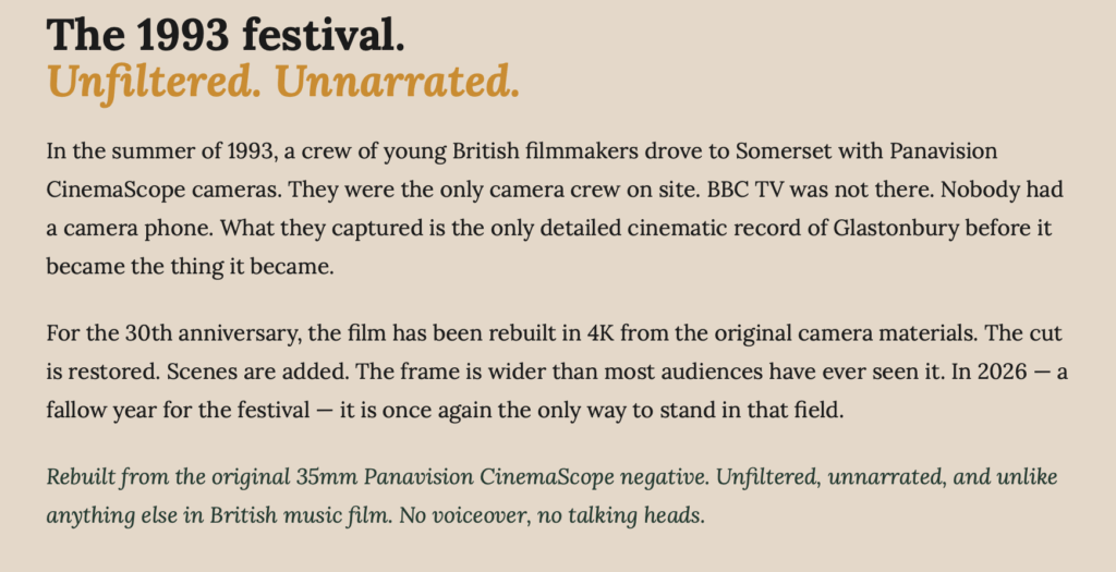 glastonfbury film info